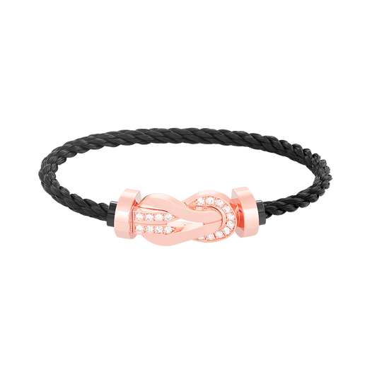 [⭐Renara]CHANCE LARGE 8 FIGURE BUCKLE HALF DIAMOND BRACELET ROSE GOLD
