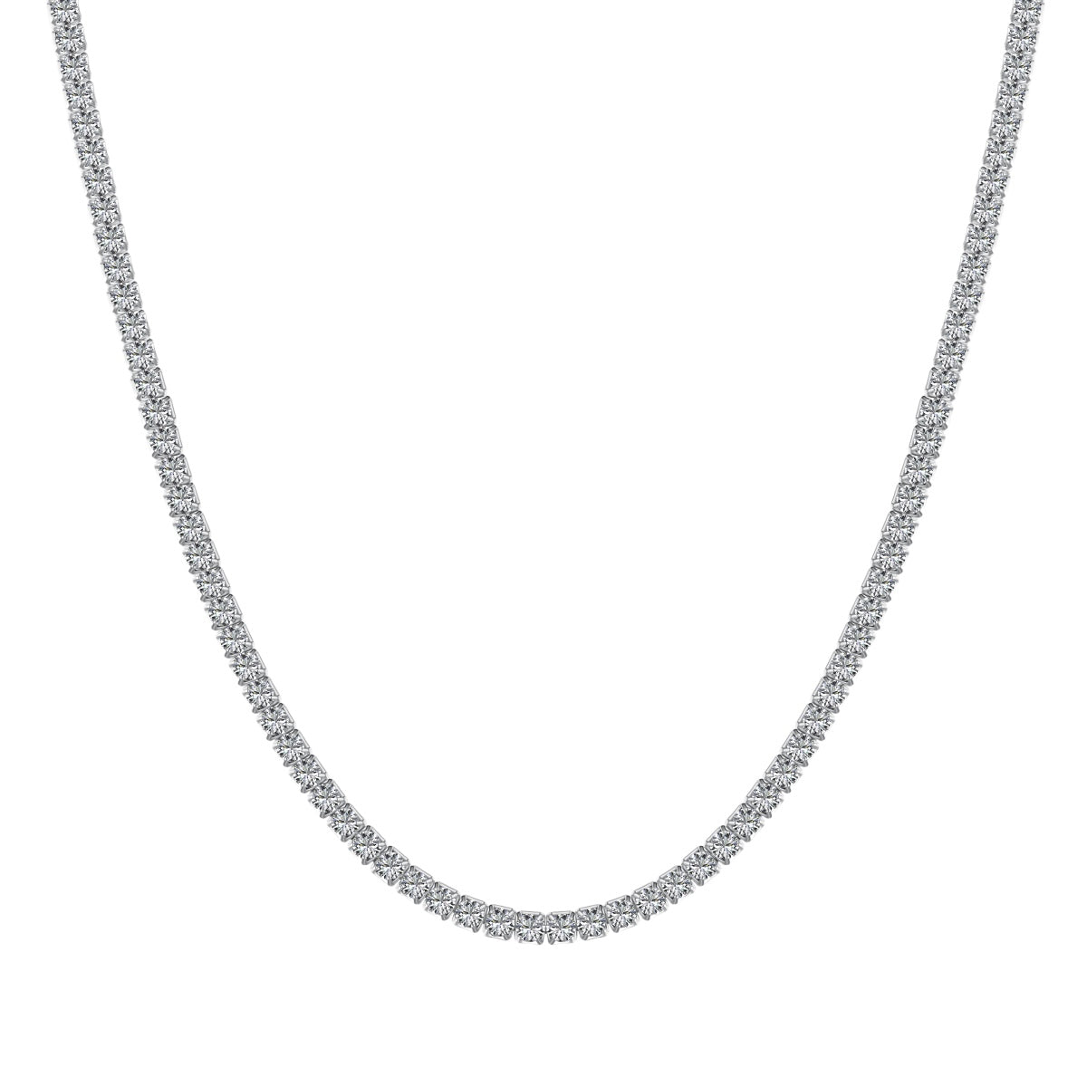 [Lucky Jewelry]Delicate Round Shape Tennis Necklace