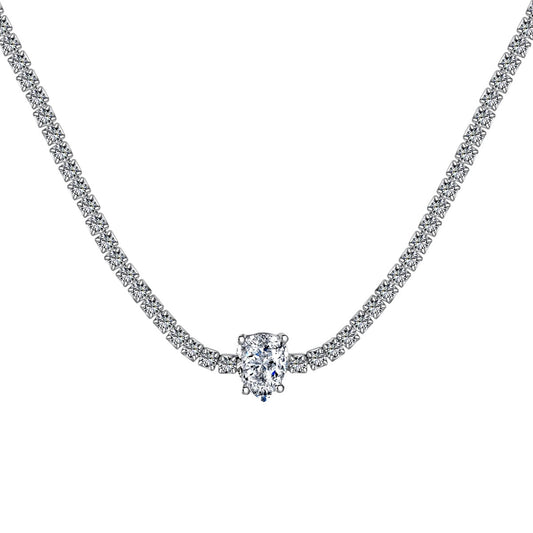 [Lucky Jewelry]1.0 carat Unique Pear Cut Tennis Necklace