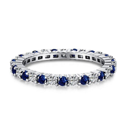 [Lucky Jewelry]Exquisite Colorful Round Cut Tennis Ring