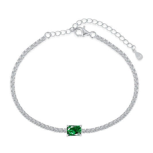[Lucky Jewelry]1.0 Carat Unique Emerald Cut Banquet Bracelet