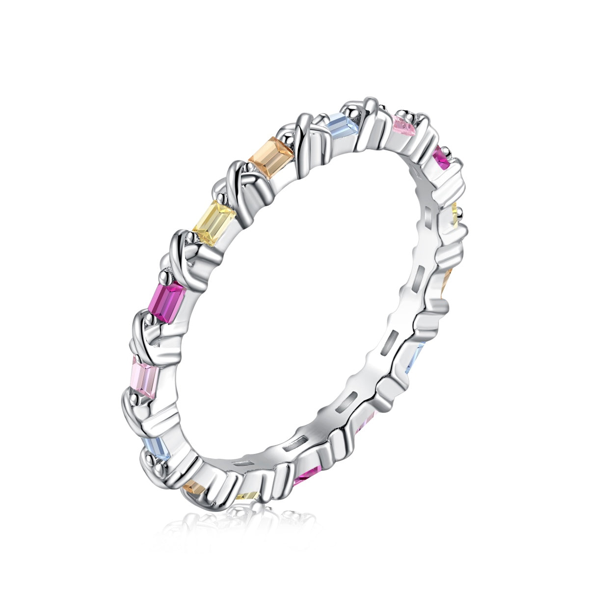 [Lucky Jewelry]Charming Colorful Round Cut Daily Ring