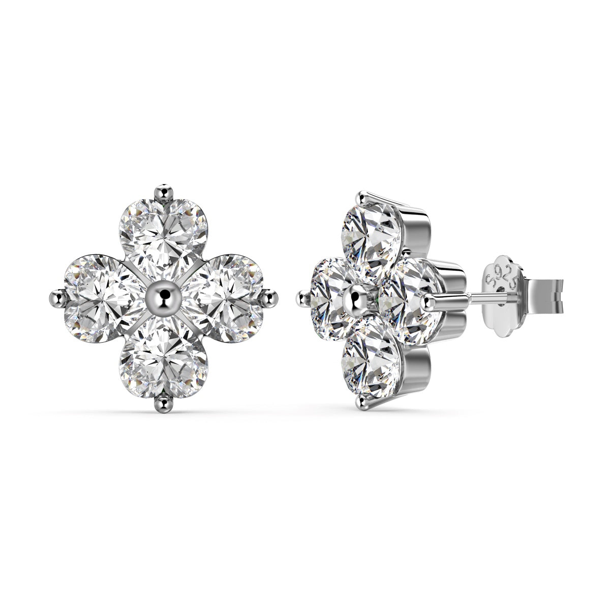 [Lucky Jewelry]Four-Leaf Clover Ball Earrings
