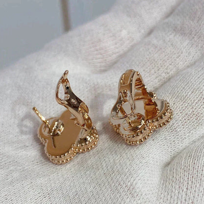 [⭐Renara]CLOVER MEDIUM 1 MOTIFS CARNELIAN  DIAMOND earrings