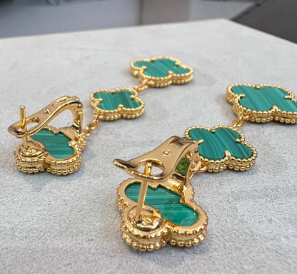 [⭐Renara]CLOVER MALACHITE 3 MOTIFS GOLD