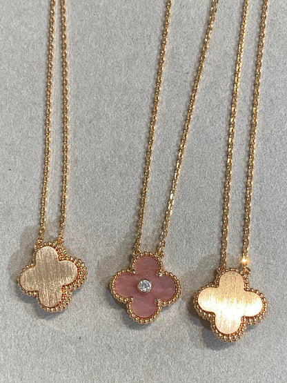 [⭐Renara]CLOVER 15MM DIAMOND RHODONITE NECKLACE