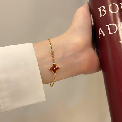 [⭐Renara]COLOR STAR CARNELIAN PINK GOLD DIAMOND BRACELET