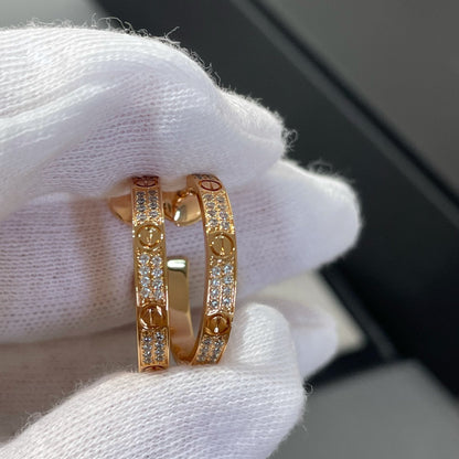 [⭐Renara]LOVE DIAMOND PINK GOLD HOOP EARRINGS