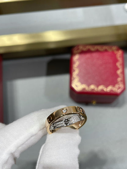 [⭐Renara]LOVE PINK GOLD SILVER DIAMOND DOUBLE RING
