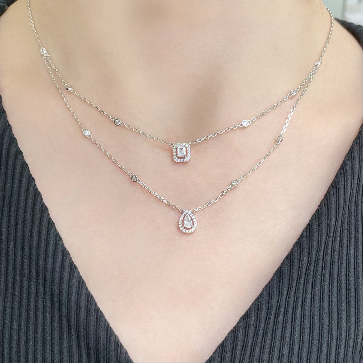 [⭐Renara]MY TWIN 2 ROW DIAMOND NECKLACE