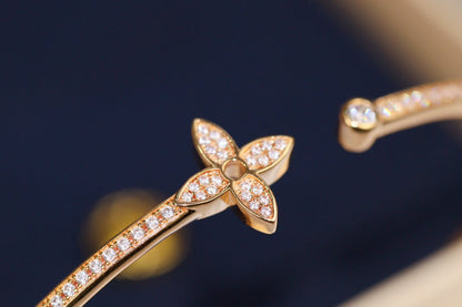[⭐Renara]IDYLLE PINK GOLD OPEN BRACELET DIAMOND PAVED