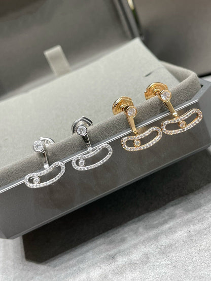 [⭐Renara]MOVE UNO PINK GOLD DIAMOND EARRINGS