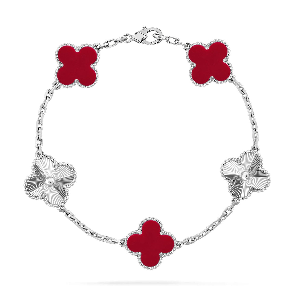 [⭐Renara] CLOVER 5 MOTIF RED CORNELIAN BRACELET COLLECTION