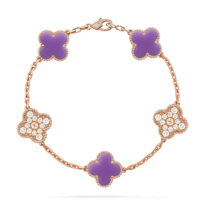 [⭐Renara]CLOVER 5 MOTIF LIGHT PURPLE BRACELET COLLECTION