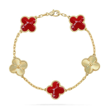 [⭐Renara]CLOVER 5 MOTIF RED PATTERN BRACELET COLLECTION