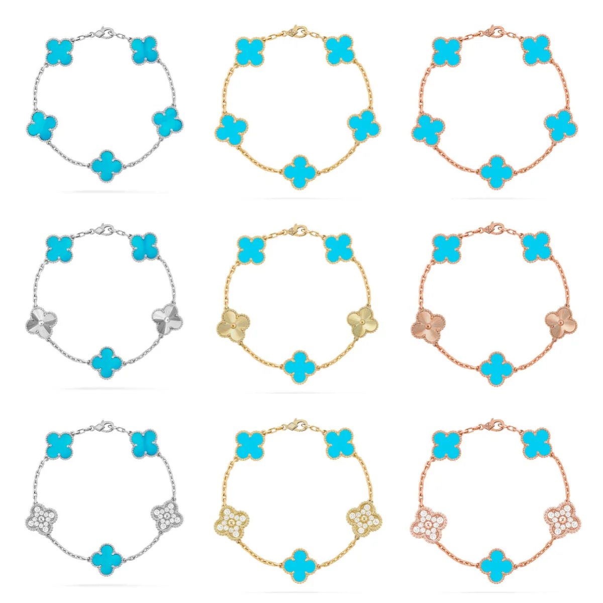 [⭐Renara] CLOVER 5 MOTIF TURQUOISE BRACELET COLLECTION