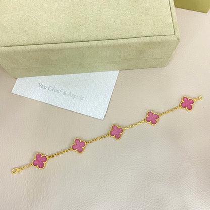 [⭐Renara]NEW BUBBLE PINK ENAMEL 5-FLOWER BRACELET