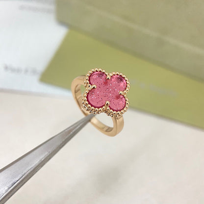 [⭐Renara]NEW ROSE QUARTZ FOUR-LEAF CLOVER RING