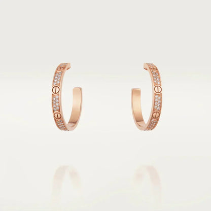[⭐Renara]LOVE DIAMOND PINK GOLD HOOP EARRINGS