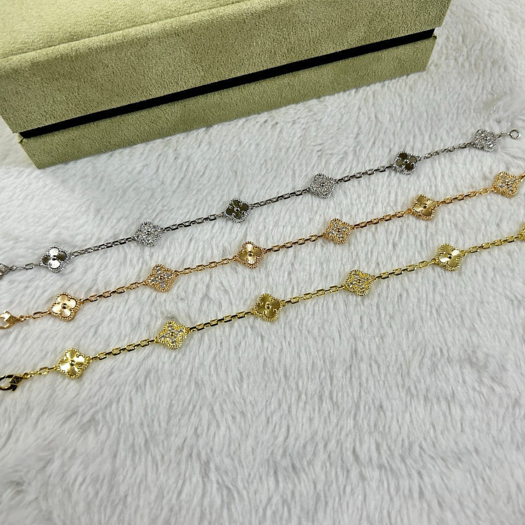 [⭐Renara]CLOVER 6 MOTIF DIAMOND LASER BRACELET