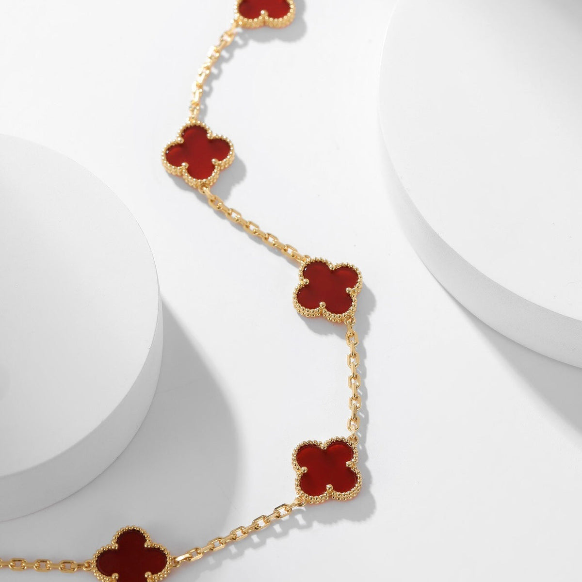 [⭐Renara]CLOVER 10 MOTIFS CARNELIAN NECKLACE