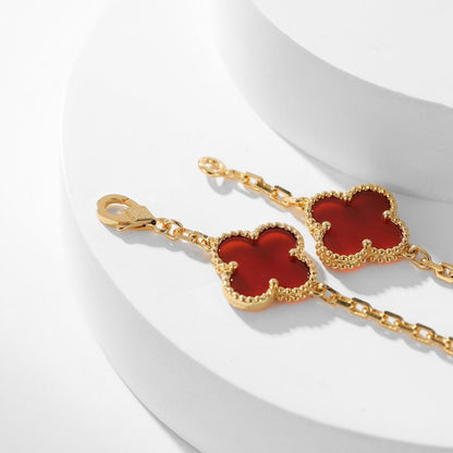 [⭐Renara]CLOVER 10 MOTIFS CARNELIAN NECKLACE