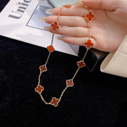 [⭐Renara]CLOVER 10 MOTIFS CARNELIAN NECKLACE