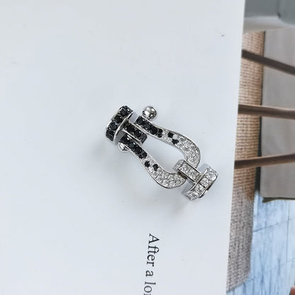[⭐Renara]FORCE LARGE HORSESHOE BLACK WHITE DIAMOND BRACELET ROSE GOLD