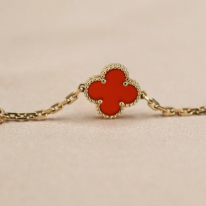 [⭐Renara] CLOVER 5 MOTIF RED CORNELIAN BRACELET COLLECTION