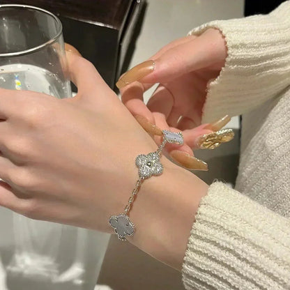 [⭐Renara] CLOVER 5 MOTIF PURPLE CHALCEDONY BRACELET COLLECTION