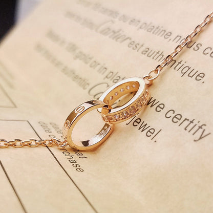 [⭐Renara]LOVE DOUBLE RING HALF DIAMOND BRACELET