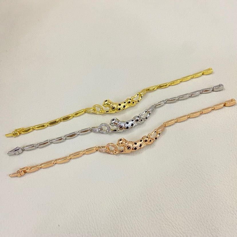 [⭐Renara]PANTHERE HALF DIAMOND ON CHAIN BRACELET