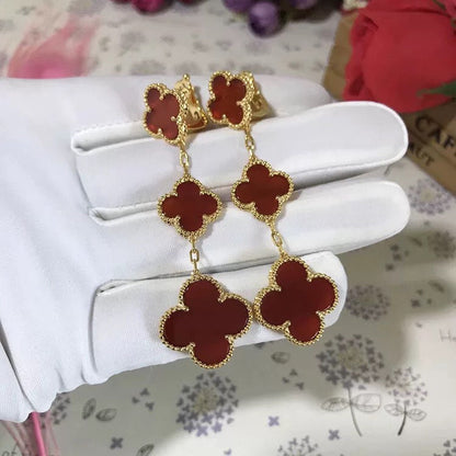 [⭐Renara]CLOVER 3 MOTIF CARNELIAN DROP EARRINGS