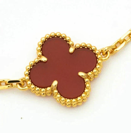 [⭐Renara] CLOVER 5 MOTIF RED CORNELIAN BRACELET COLLECTION