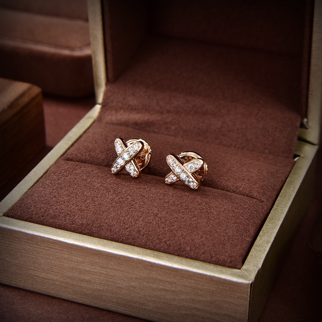 [⭐Renara]JEUX DE GOLD DIAMOND EARRINGS
