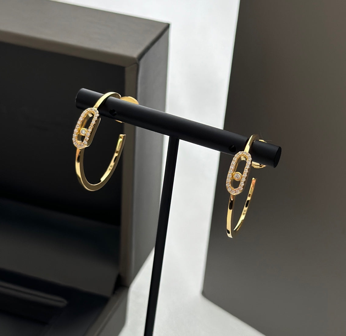 [⭐Renara]CREOLES MOVE UNO PM DIAMOND EARRINGS