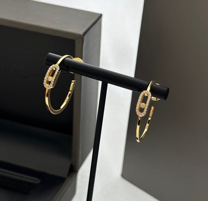 [⭐Renara]CREOLES MOVE UNO PM DIAMOND EARRINGS