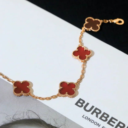 [⭐Renara] CLOVER 5 MOTIF RED CORNELIAN BRACELET COLLECTION