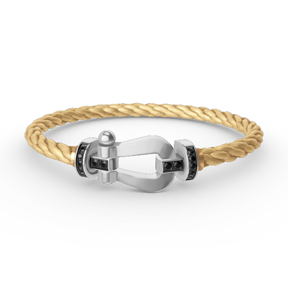 [⭐Renara]FORCE LARGE HORSESHOE BLACK DIAMOND BRACELET SILVER