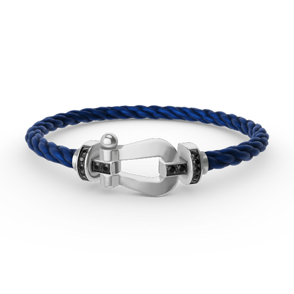 [⭐Renara]FORCE LARGE HORSESHOE BLACK DIAMOND BRACELET SILVER