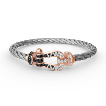 [⭐Renara]FORCE LARGE HORSESHOE BLACK WHITE DIAMOND BRACELET ROSE GOLD