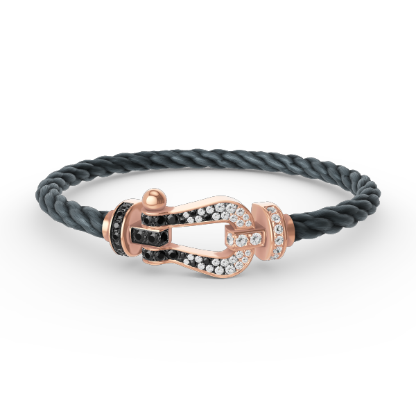 [⭐Renara]FORCE LARGE HORSESHOE BLACK WHITE DIAMOND BRACELET ROSE GOLD