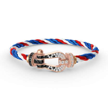 [⭐Renara]FORCE LARGE HORSESHOE BLACK WHITE DIAMOND BRACELET ROSE GOLD