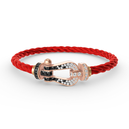 [⭐Renara]FORCE LARGE HORSESHOE BLACK WHITE DIAMOND BRACELET ROSE GOLD