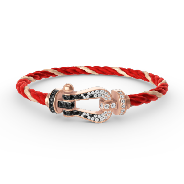 [⭐Renara]FORCE LARGE HORSESHOE BLACK WHITE DIAMOND BRACELET ROSE GOLD