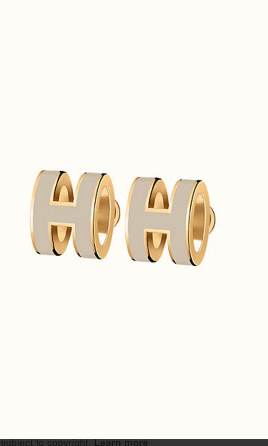 [⭐Renara]MINI POP H GOLD EARRINGS GREY