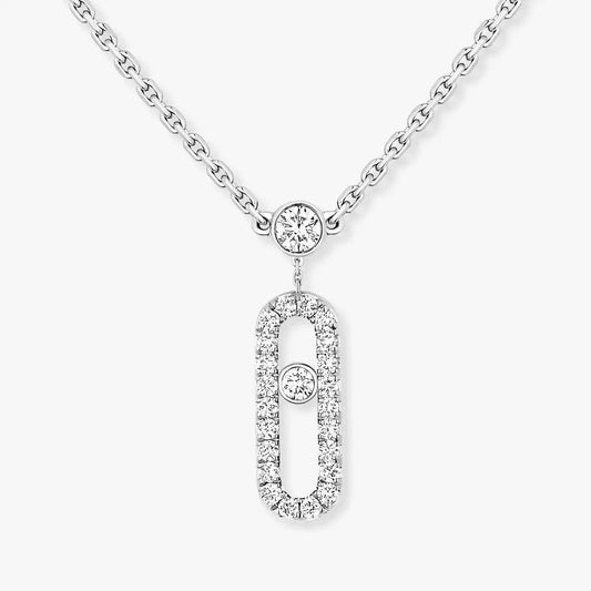 [⭐Renara]2 Rows Rose Gold Diamond Pave_ Necklace Move Uno