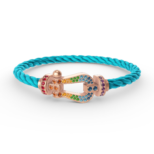 [⭐Renara]FORCE LARGE HORSESHOE  COLORED DIAMOND BRACELET ROSE GOLD