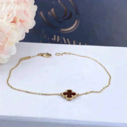 [⭐Renara]CLOVER  CARNELIAN SINGLE FLOWER BRACELET