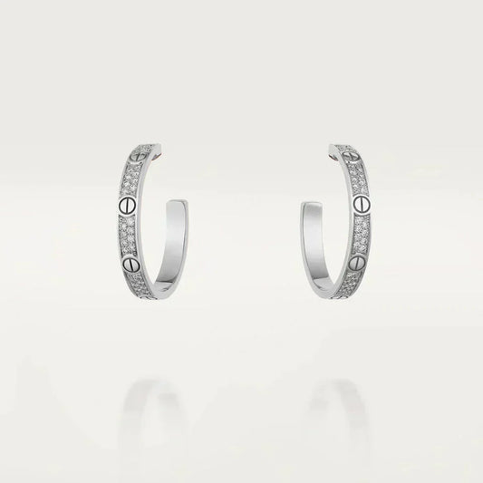 [⭐Renara]LOVE DIAMOND SILVER HOOP EARRINGS